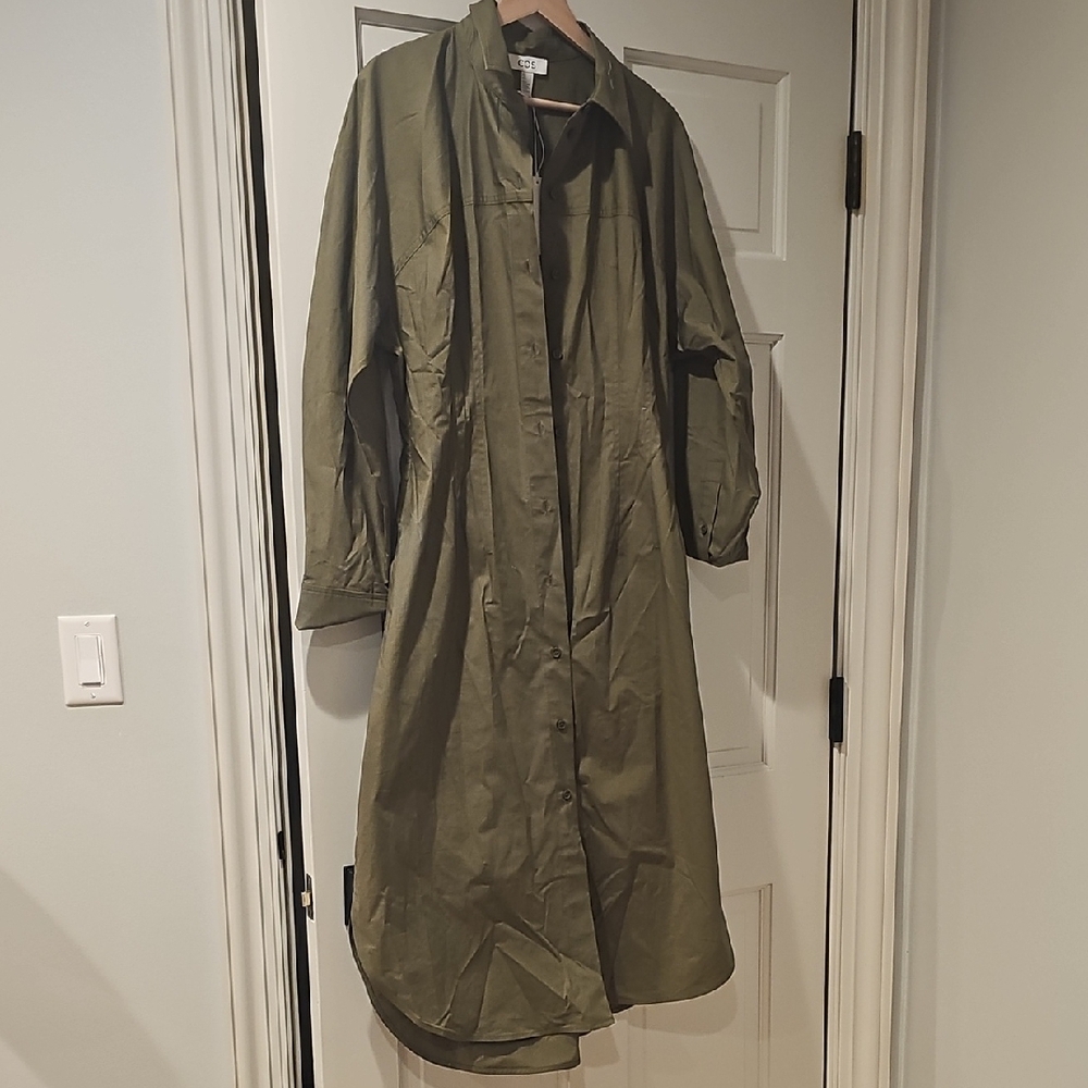 Olive Green Long Button-Up Dress